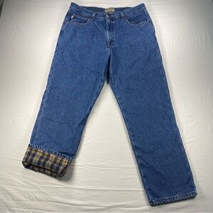 L.L. Bean Men’s Flannel Lined Classic Fit Jeans Blue 100% Cotton Size 35x29